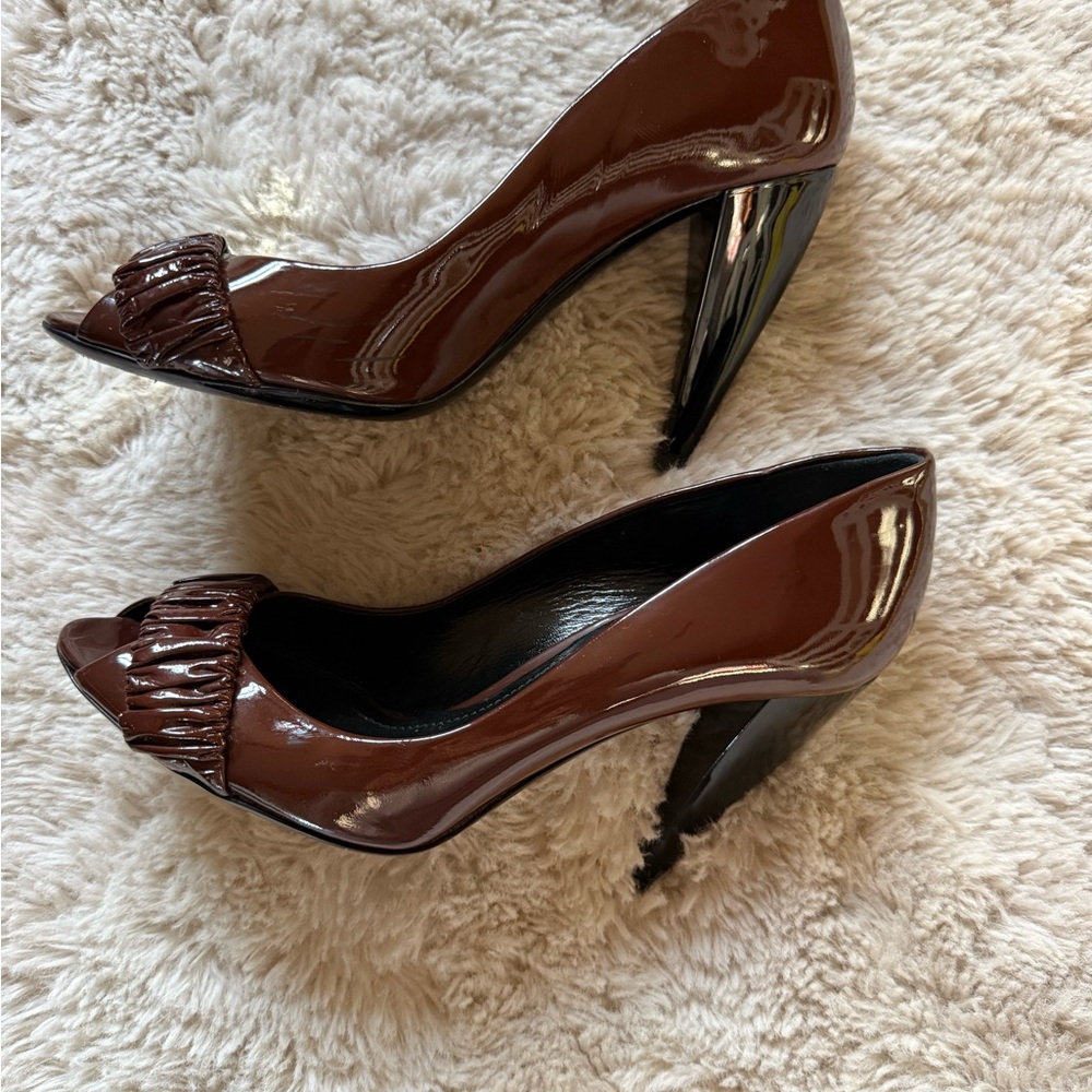 Burberry Dark Brown Patent Leather Heels - Picture 4 of 12